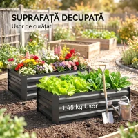 Outsunny Set de 2 jardiniere pentru grădină cu fund deschis, din oțel galvanizat, 100x60x30cm, gri(m-8)