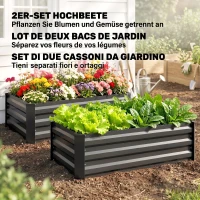 Outsunny Set de 2 jardiniere pentru grădină cu fund deschis, din oțel galvanizat, 100x60x30cm, gri(m-4)