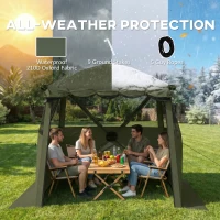Outsunny Pop Up Gazebo Waterproof Instant Shelter with Awning Mesh Windows for Camping Patio 2 x 2 m, Army Green(m-6)