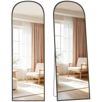 HOMCOM Oglindă de podea și perete modernă din aliaj de aluminiu cu suport pliabil, 50x170 cm, negru(m-11)