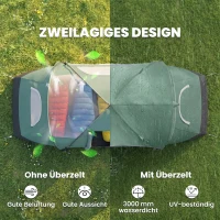 Outsunny Tente de camping familiale 5-6 pers. - tente tunelle ventilée - grande porte + 2 fenêtres vert(m-4)