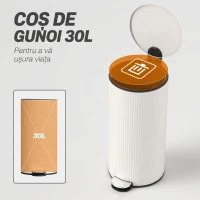 HOMCOM Coș de gunoi 30 L cu capac soft-close, metal și PP, crem(m-4)