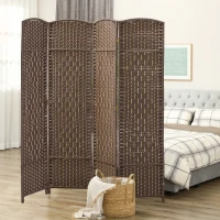 HOMCOM Paravent intérieur en bois 4 panneaux séparateur de pièce pliable pour salon chambre 180 x 180 cm marron(m-10)