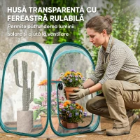 Outsunny Mini Seră Pop-Up cu Acoperire din Plastic, Fereastră Rulabilă și Geantă, 70x70x80 cm, Transparentă(m-5)
