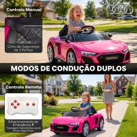 AIYAPLAY Carro Elétrico para Crianças Audi R8 Spyder 12 V com Comando 2,4 GHz, 2 Motores, Arranque Suave e Suspensão Traseira, Rosa(m-5)