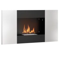 HOMCOM Șemineu Bioetanol 0,9L de Perete din Oțel Inoxidabil, 100x15x54 cm, Negru și Argintiu(m-11)