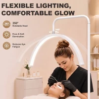 HOMCOM Half Moon Lash Light, 350° Rotatable Head, 7 Colours, Dimmable Beauty Floor Lamp, White(m-4)