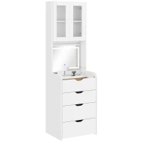 HOMCOM Toucador de Maquilhagem com Luzes LED de 3 Cores Espelho Rebatível e Banco Acolchoado 50x40x160 cm Branco(m-1)