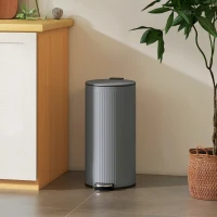 HOMCOM Cubo de Basura Cocina 30L con Pedal Tapa de Cierre Suave y Cubo Extraíble para Dormitorio Oficina Estudio Salón Gris(m-10)