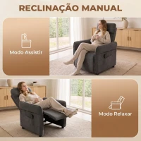 HOMCOM Cadeirão de Massagem com Calor, Reclinação Push-Back 135°, Apoio para os Pés, Apoios de Braços Ajustáveis e 2 Bolsos, Cinzento-Escuro(m-6)
