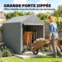 Outsunny Capanno Attrezzi Tenda Garage con Copertura Anti UV e Telaio in Metallo, 120x179x165cm, Grigio Chiaro(m-6)