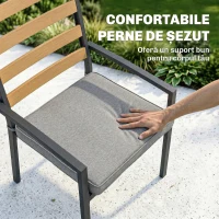 Outsunny Set Masă și Scaune de Grădină 7 Piese, Set pentru Prânz în Aer Liber cu Masă Dreptunghiulară din Sticlă Securizată, 6 Scaune, Perne, Cadru din Oțel Zincat pentru Terasă Balcon, Negru(m-7)