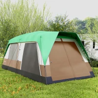 Outsunny Six-Man Camping Tent, with Small Rainfly and Accessories - Green(m-10)