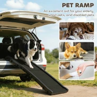 PawHut Foldable Dog Ramp with Frosted Anti-slip Surface, Portable & Lightweight, for Cars, Home, 155 x 38.5 x 15.5 cm(m-4)