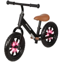 AIYAPLAY 11.2" Balance Bike for 2-5 Years, Toddler Bike with Lighting Wheels, Adjustable Seat & Handlebar, Black(m-15)