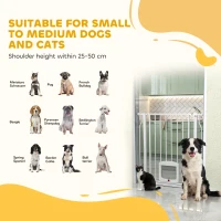 PawHut Adjustable Pet Gate with Cat Door, Pressure Fit Barrier for Doorway and Hallway, 75-85 cm, White(m-9)