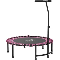 HOMCOM 45" Foldable Mini Trampoline Silent Rebounder Indoor Outdoor Jumper with Adjustable Handle - Pink(m-1)