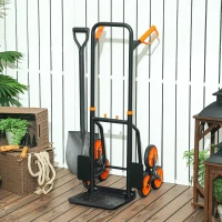 DURHAND Carrello Portapacchi per Scale 6 Ruote, Pieghevole, Portata 120kg, in Acciaio, per Trasloco, Giardinaggio, Arancione(m-2)
