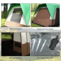 Outsunny Six-Man Camping Tent, with Small Rainfly and Accessories - Green(m-8)