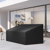 Outsunny 600D Oxford Cloth Garden Furniture Cover Waterproof, 3 Seater Sofa Protector for Patio, Outdoor, Black, 218 x 111 x 63-101 cm(m-7)