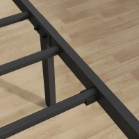 HOMCOM Canopy Bed Frame Double Size, Metal Platform Bed Frame with Headboard and Footboard, Underbed Storage, Black(m-11)
