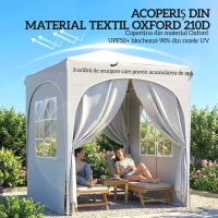 Outsunny Pavilion pliabil 2x2 m, reglabil, cu 4 pereți laterali, din metal și țesătură Oxford gri deschis(m-4)