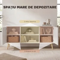 HOMCOM Mobilă TV pentru televizoare de până la 55 inch, cu 2 dulapuri și 2 rafturi deschise, din lemn și PAL melaminat, 120x34x50 cm, alb(m-4)