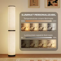 HOMCOM Lampă de Podea cu Telecomandă și Reglare Temperatură 3000-6000K, Abajur Textil, Ø20x135 cm, Bej(m-4)