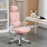 Vinsetto Cadeira de Escritório Giratória de Malha Cadeira de Escritório Basculante com Encosto Alto 62x58x120-133 cm Rosa(m-10)