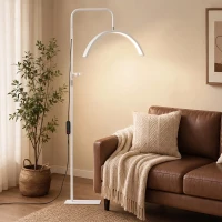 HOMCOM Half Moon Lash Light, 350° Rotatable Head, 7 Colours, Dimmable Beauty Floor Lamp, White(m-9)