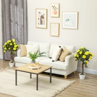 Outsunny Set of 2 Artificial Plants White Rose Floral in Pot, Fake Plants for Home Indoor Decor, 90cm, Yellow(m-10)