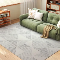 HOMCOM Modern Area Rug, Geometric Pattern Non-Slip Washable Rug, Soft Floor Carpet for Living Room, Bedroom, Dining Room, Home Office, 290 x 200 cm, Grey(m-10)