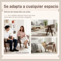 HOMCOM Butaca de Salón Tapizada en Borreguito Acolchada Gruesa Patas de Madera Respaldo Curvado 70x64x71 cm Marrón Claro(m-6)