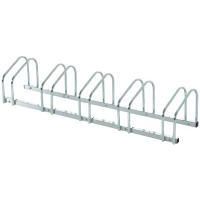 HOMCOM Bike Stand Parking Rack Floor or Wall Mount Bicycle Cycle Storage Locking Stand (5 Racks, Silver)(m-23)