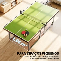 HOMCOM Mesa de Ping Pong Dobrável Mesa de Ping Pong Profissional com Rede e Estrutura de Aço 182x91x76 cm Verde(m-5)