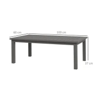 Outsunny Table basse rectangulaire plateau à lattes pour intérieur/extérieur en aluminium, 100 x60 x37 cm marron(m-3)