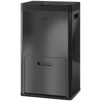 HOMCOM Coș rectangular cu pedală, coș bucătărie 56 L, 3 compartimente, închidere silențioasă, oțel inox, 45,7x35,8x76cm negru(m-9)
