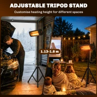 Outsunny 2500 W Electric Infrared Patio Heater, IP65 Outdoor Garden Heater with Tripod, 3 Heat Settings, 24H Timer, Black(m-8)