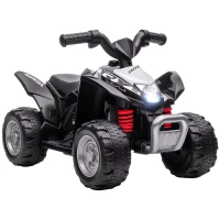 AIYAPLAY Quad Elettrico per Bambini 18-36 Mesi con Luci LED, Clacson e Pedali, 65.5x38.5x43.5 cm, Nero(m-1)
