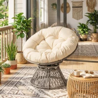 Outsunny Fauteuil rond de jardin fauteuil papasan pivotant Ø 97 x 90H cm grand coussin fourni polyester résine tressée(m-10)