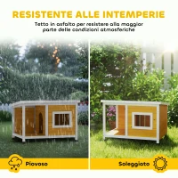 PawHut Cuccia per Cani da Esterno in Legno di Abete con Veranda Coperta e Tetto Inclinabile, 85.5x62x60 cm, Multicolore(m-5)