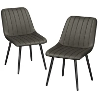 HOMCOM Faux Leather Upholstered Kitchen Chairs, Modern Dining Chairs Set of 2 with Metal Legs for Dining Room, Grey(m-15)