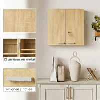 HOMCOM Armoire à pharmacie murale, armoire à médicaments avec double porte verrouillable 2 clés, 53x20x53cm, chêne(m-6)