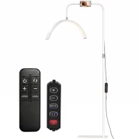 HOMCOM Half Moon Lash Light, 350° Rotatable Head, 7 Colours, Dimmable Beauty Floor Lamp, White(m-15)