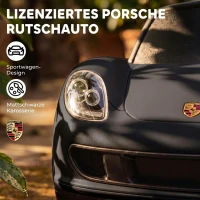 AIYAPLAY Rutschauto Kinder Porsche Rutschfahrzeug mit Hupe Licht Motorgeräuschen, für 18–36 Monate, Mattschwarz(m-4)