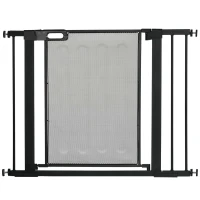 PawHut Pressure Fit Safety Gate, for Staircases, Hallways, Doorways w/ Extensions Kit, 75-103CM Adjustable Width - Black(m-1)