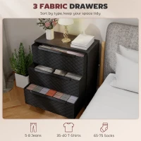HOMCOM Chest of Drawers, Dresser with 3 Fabric Drawers and Aluminium Handles - Black(m-4)