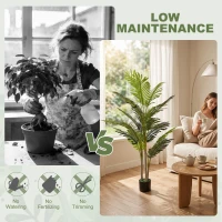 Outsunny 2 Ball Topiary Tree in Pot for Home Decor, Artificial Plant for Home Office, Living Room Decor, Dark Green(m-5)