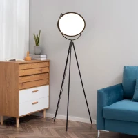 HOMCOM Lámpara de Pie Moderna con Luz LED de 20W Trípode de Metal Pantalla Giratoria e Interruptor de Pedal 60x60x163 cm Negro(m-10)