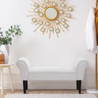 HOMCOM Panca Fondo Letto Imbottita con Braccioli Arrotolati e 4 Piedini, 102x35x51 cm, Grigia(m-4)